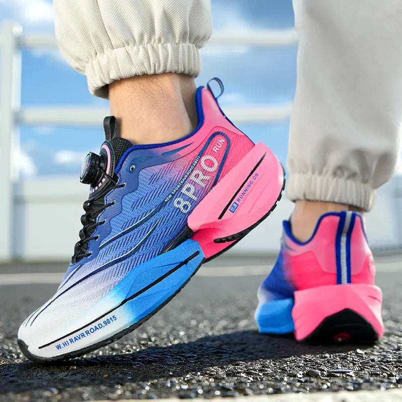 Male Sneakers Stylish Rotating Buckle Running Shoes Color Block Comfortable Non-slip Sporty Footwears Plus Size Men Shoes Mesh