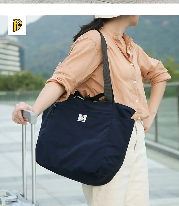 Reversible Travel Tote Bag Large Capacity Foldable Carry On Duffle Bag Canvas Shoulder Luggage Packing Bag for Women Men