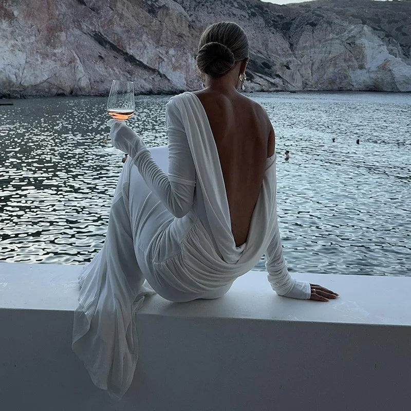 Women's Clothing 2025 Autumn New Style High-end Temperament Sexy Backless Dress Long Skirt Slim Fit Long Sleeved Dress SwiftNest