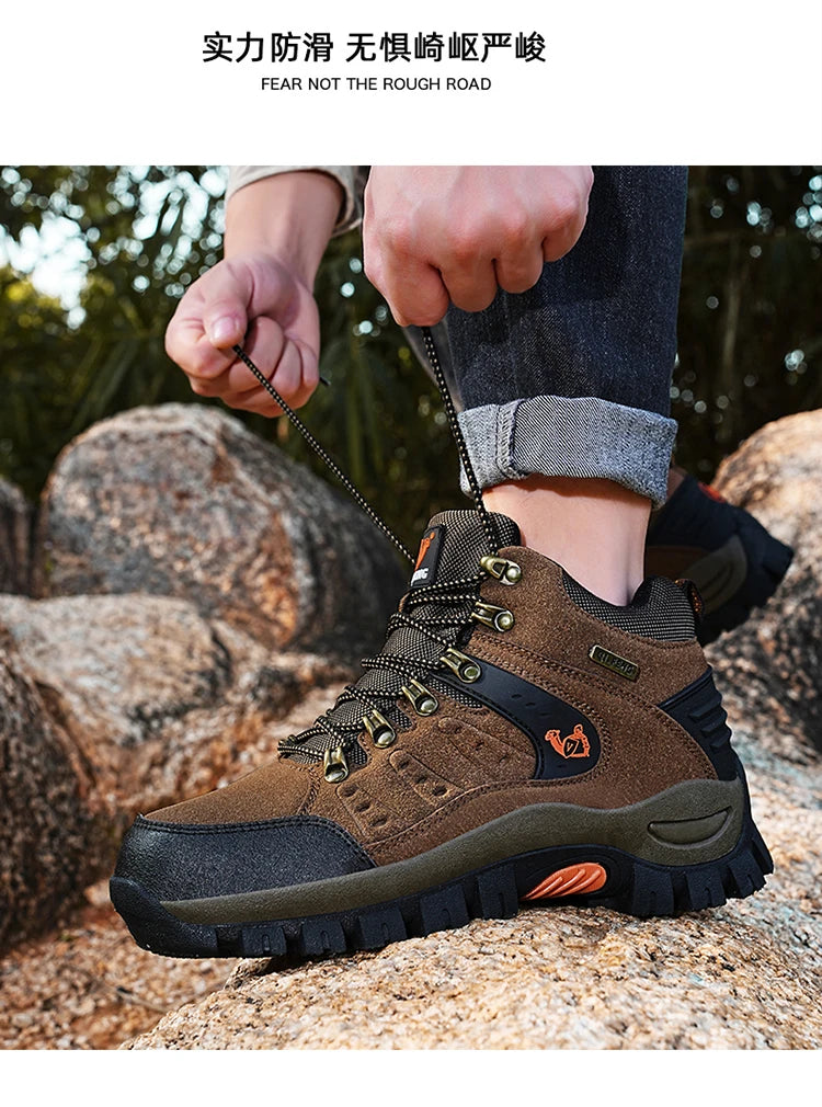 أحذية المشي لمسافات طويلة مقاومة للماء للرجال والنساء في الربيع والخريف، أحذية رياضية جبلية مقاومة للاهتراء، أحذية رياضية للصيد