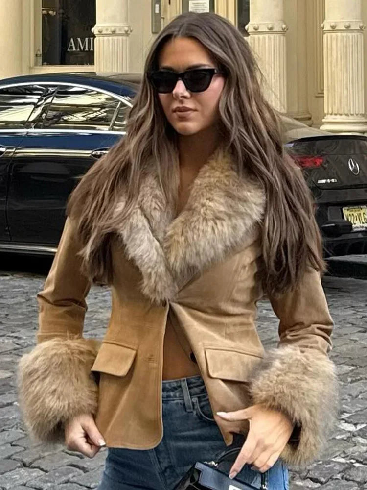 HH Women Winter Fashion Turn-down Collar Solid Straight Blazer Slim Fit Long Sleeve One Button Pocket Streetwear Suit Jacket SwiftNest