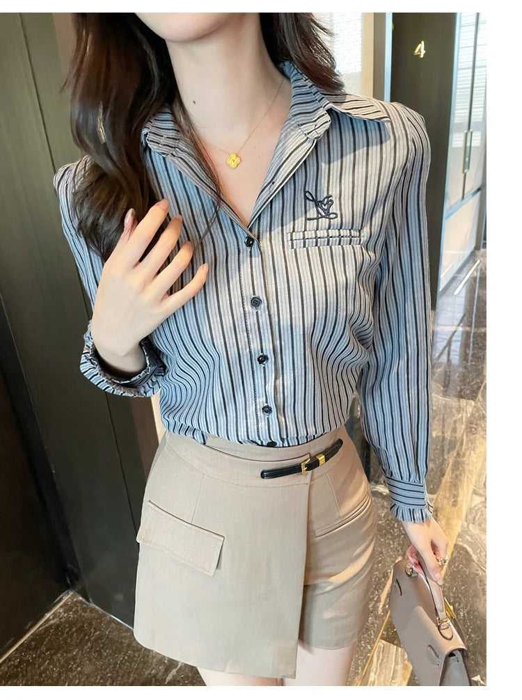 Fashion design Women Blouses for a Chic Look New elegant office ladies striped shirts tops