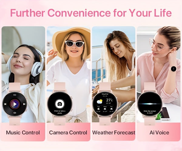 1.39-inch Women's Smart Watch with Full Touch Screen, Make/Receive Calls, Message Push, Fitness Tracker, Pedometer, 100+ Sports Modes for iPhone/Android Phones