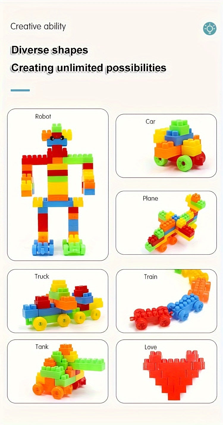 100pcs Building Blocks Set, Educational Toys For Kids, DIY Medium Bricks Gift Set For Boys & Girls (Random Colors) Halloween/Thanksgiving Day/Christmas Gift
