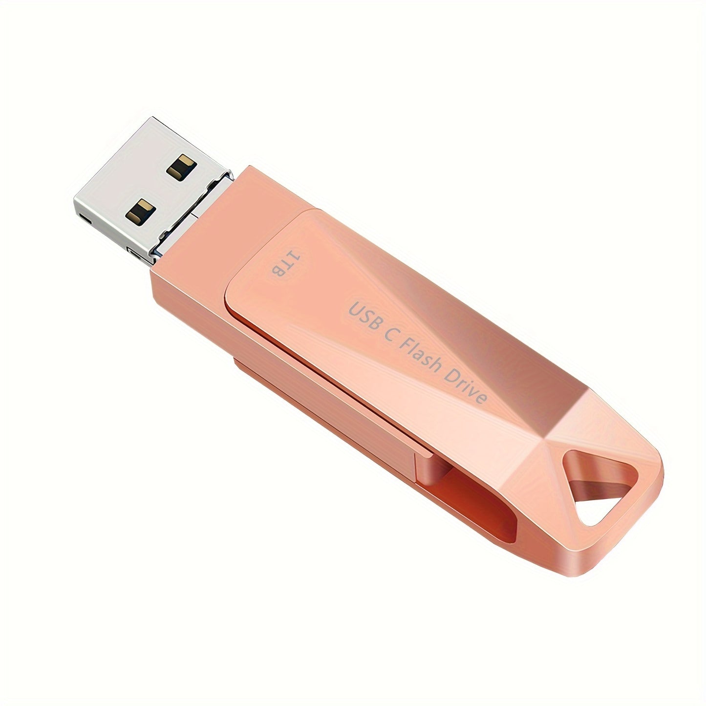 محرك أقراص فلاش USB C عالي السرعة سعة 1 تيرابايت - نقل بيانات فائق السرعة، عصا صور الهاتف، وحدة تخزين خارجية للهواتف التي تعمل بنظام Android وأجهزة كمبيوتر Mac-Book Pro والأجهزة اللوحية - تصميم صغير الحجم وردي اللون وأنيق مع هيكل متين