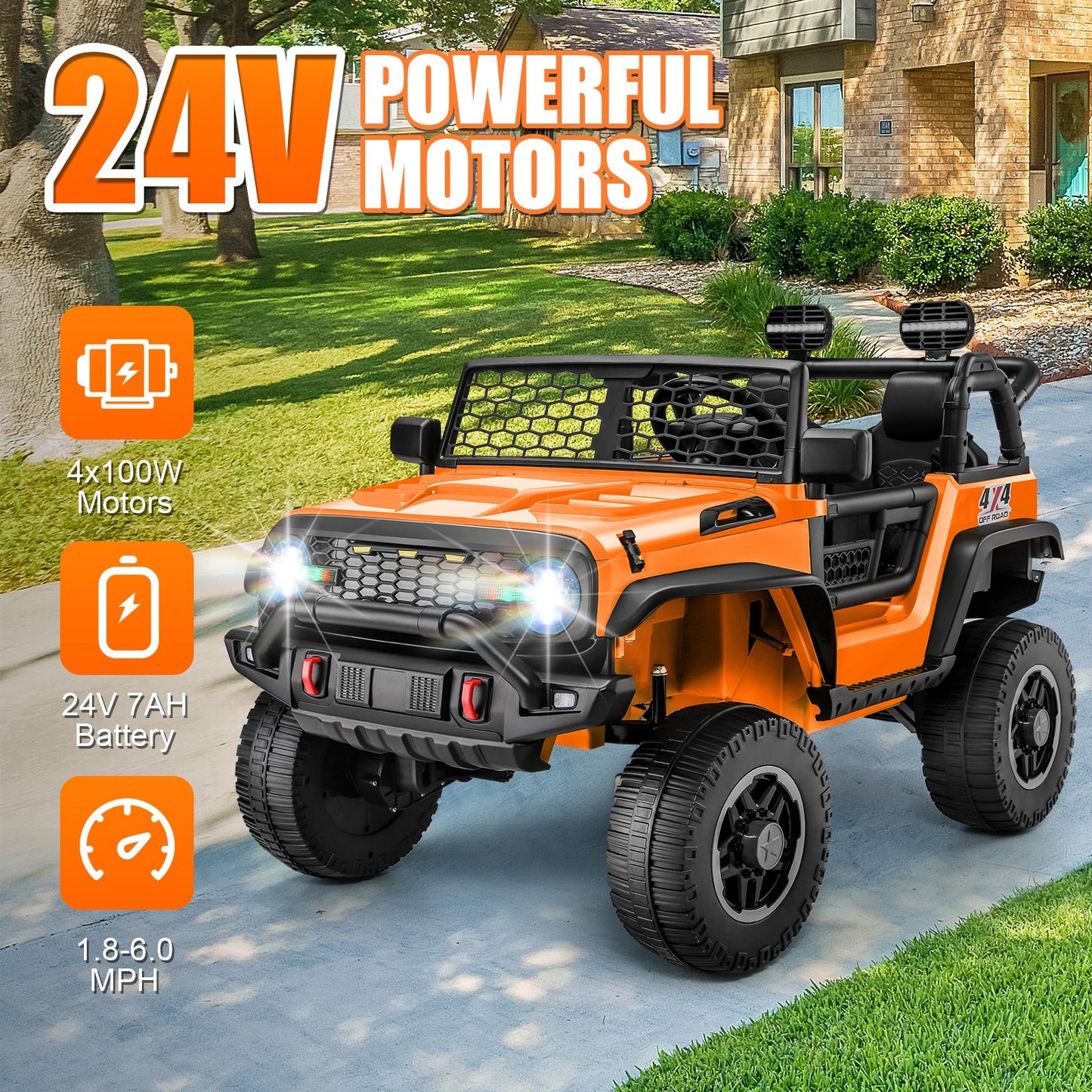 XL 24V Ride-on Toys, Kids Driveable Car Two Seater with Parent Remote, 20'' Wide Seat, 4x100W Powerful Motors, Music, Electric Ride-on Toys for Kids 24v, LED Head Light, Christmas Gift