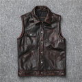 Cropped Slim-fit Leather Vest Made From Genuine Cowhide