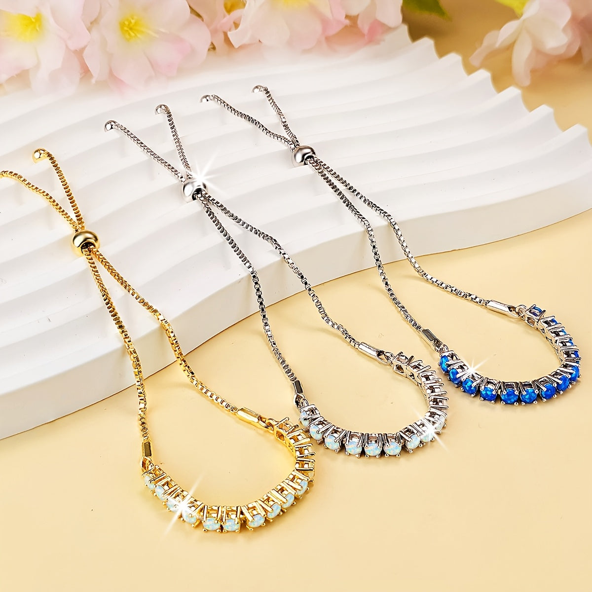 [Romantic Bracelet] Romantic Elegant Women's Coveted Choice - Australian Precious Synthetic Opal Stretch Bracelet | Dazzling Multicolor Unique Charm, Versatile Exquisite Jewelry for Holiday Gifts or Personal Use