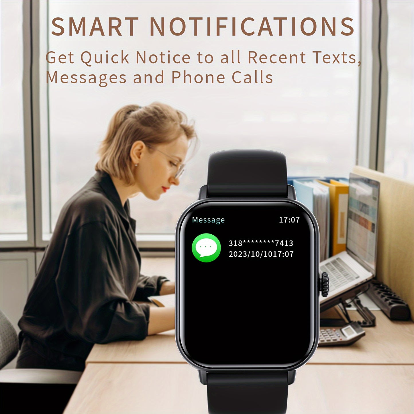 Smart Watch For Women&Men, 2.01 Inch Full Touch Screen, Smart Call Watch Round Style, Answer And Make Call, Message Push, Compatible With IPhone And Android Phones, Fashionable Fitness Tracking Watch, Steps, Distance, Calorie