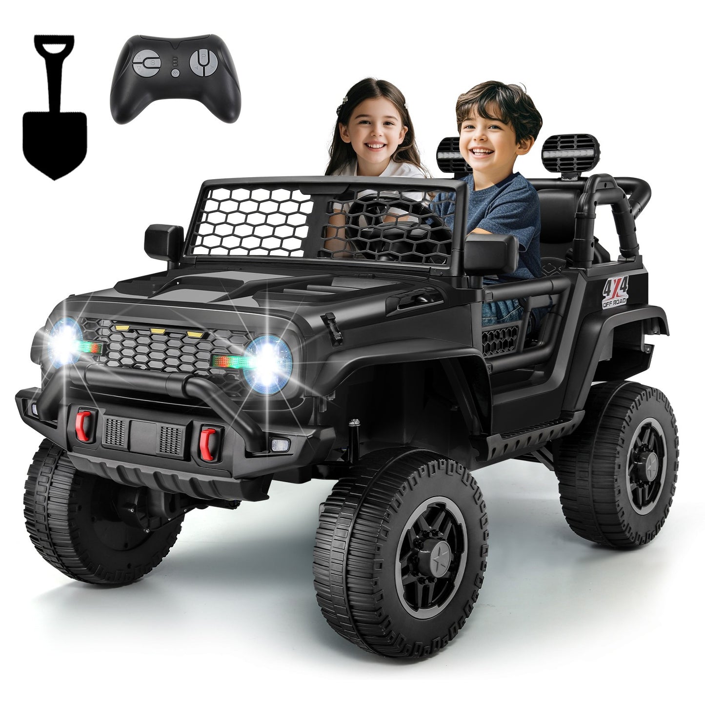 XL 24V Ride-on Toys, Kids Driveable Car Two Seater with Parent Remote, 20'' Wide Seat, 4x100W Powerful Motors, Music, Electric Ride-on Toys for Kids 24v, LED Head Light, Christmas Gift