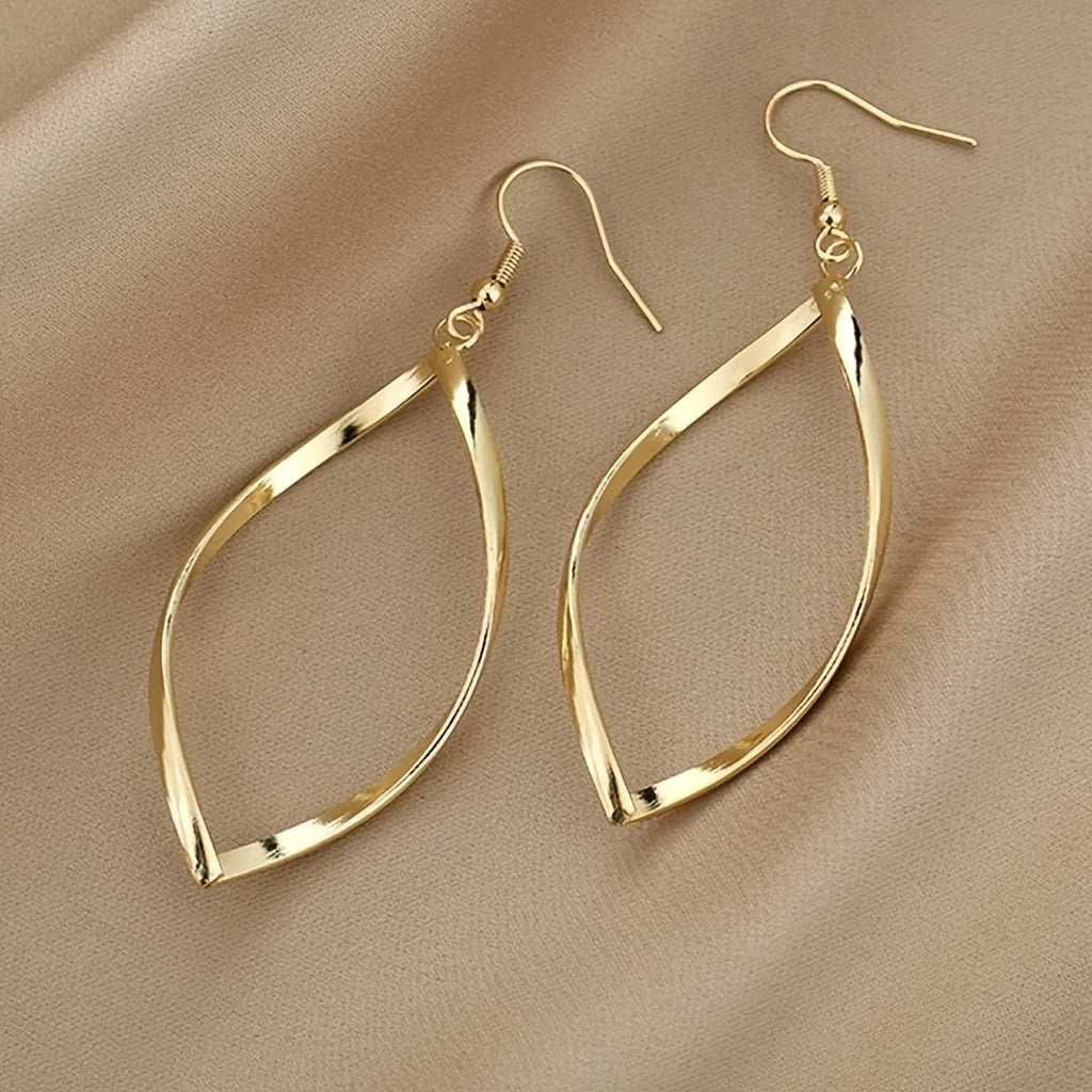 Hollow Twisted Dangle Earrings Elegant Simple Style Alloy Plated Jewelry Exquisite Female Gift