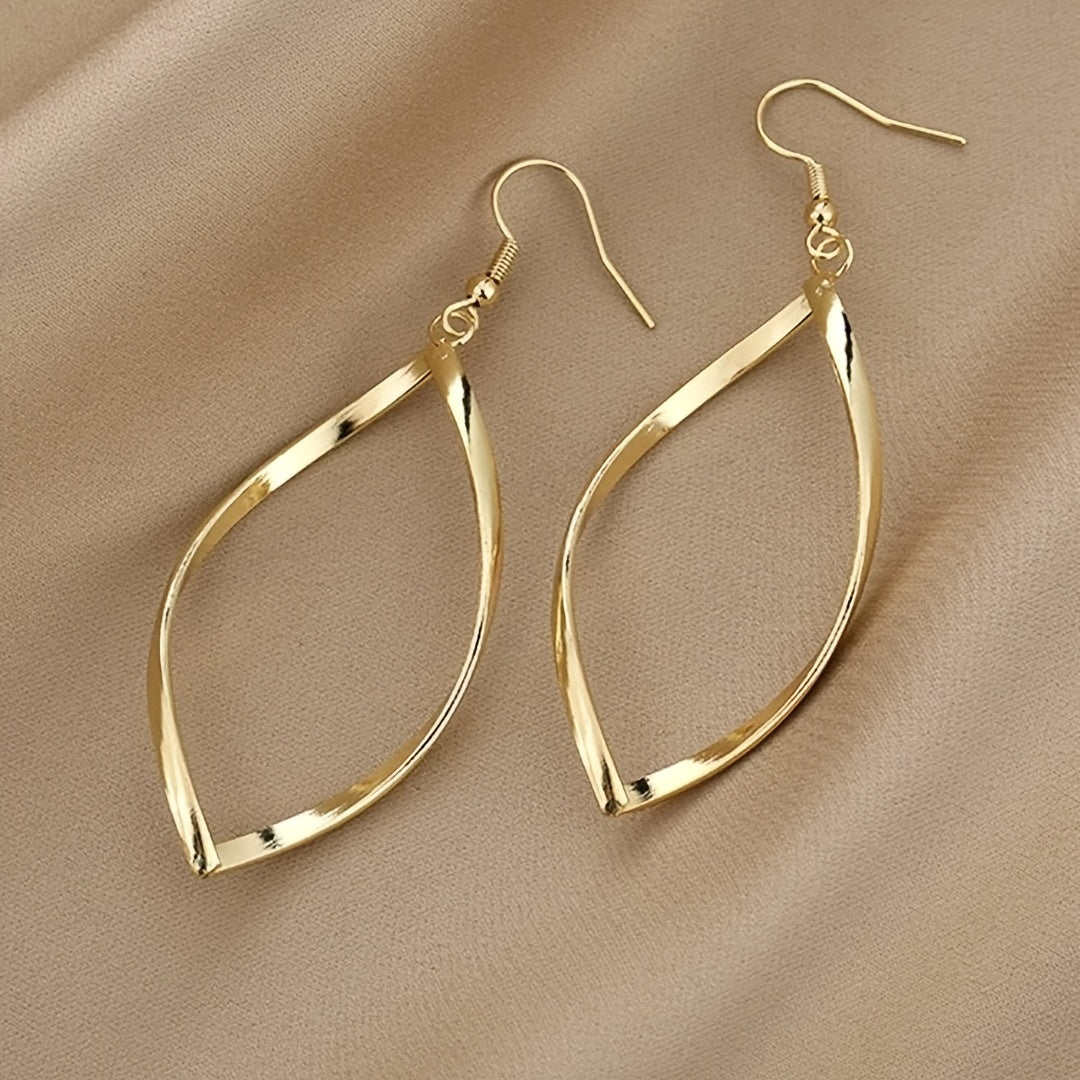 Hollow Twisted Dangle Earrings Elegant Simple Style Alloy Plated Jewelry Exquisite Female Gift