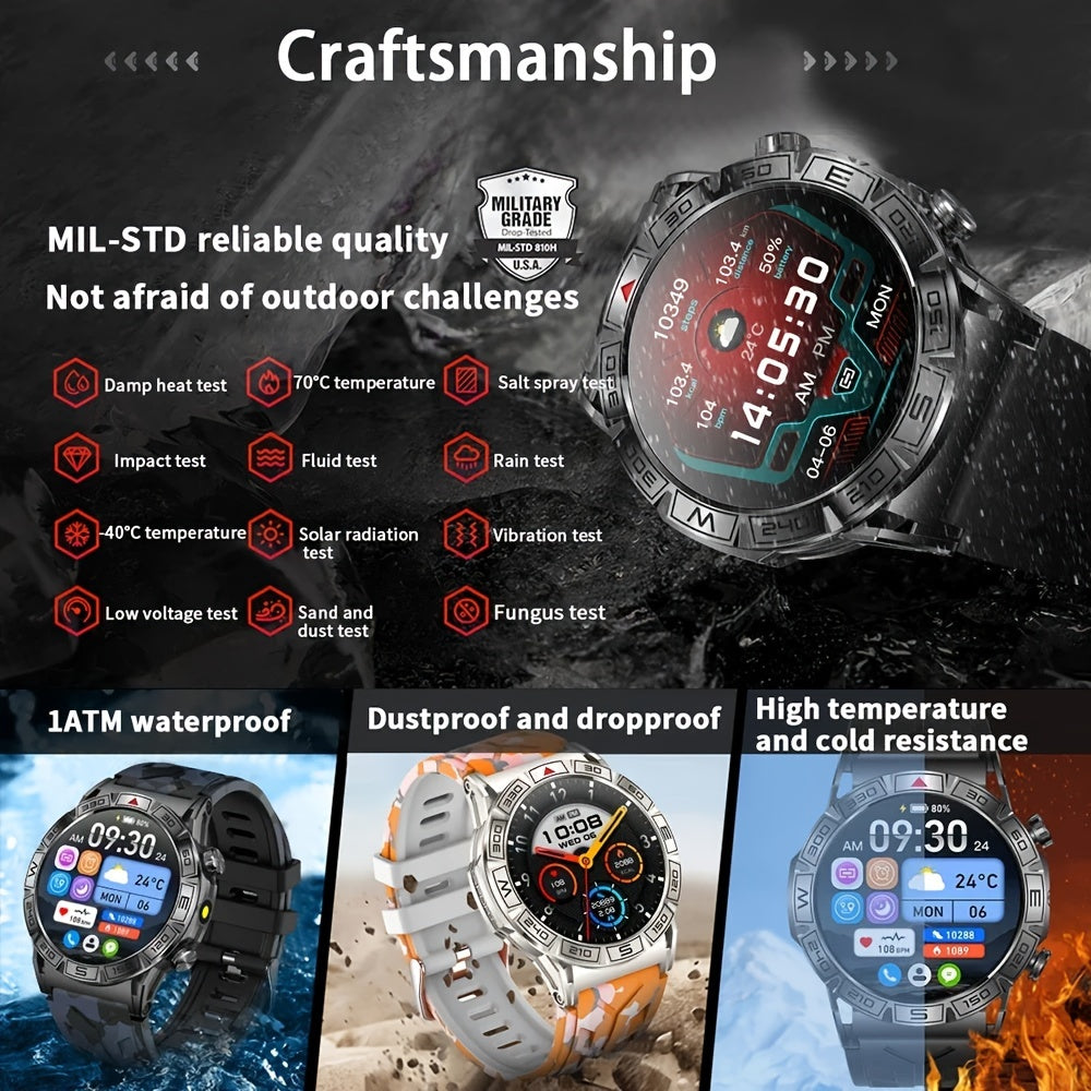 2024 New Outdoor Sport Smart Watch Men Women 1.43" AMOLED 450mAh Battery Wireless Calls SMS Notification Monitoring GPS Track+Altitude+Barometric Pressure+Compass+Flashlight Smart Watches For Android Iphone