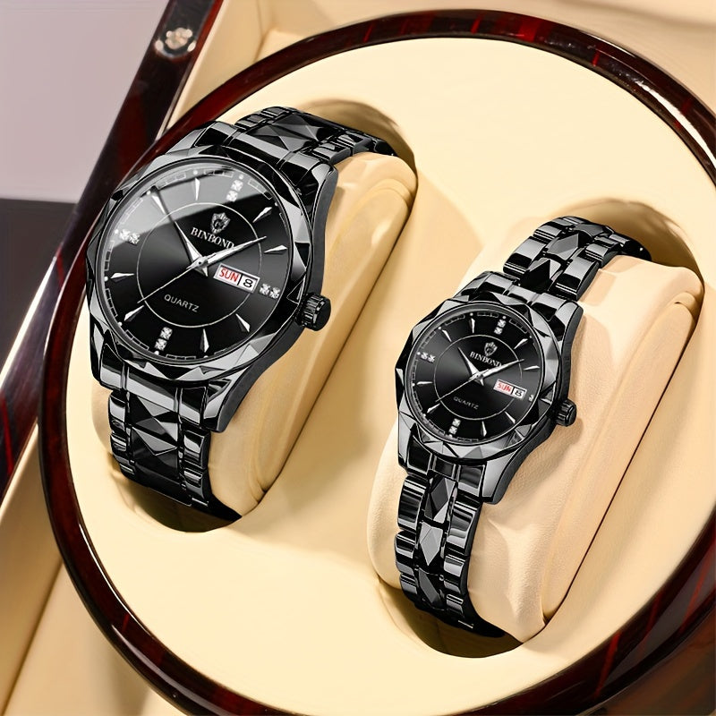 2pcs/set, Business Double Calendar Waterproof Men's Watches Set, Valentine's Day Gift