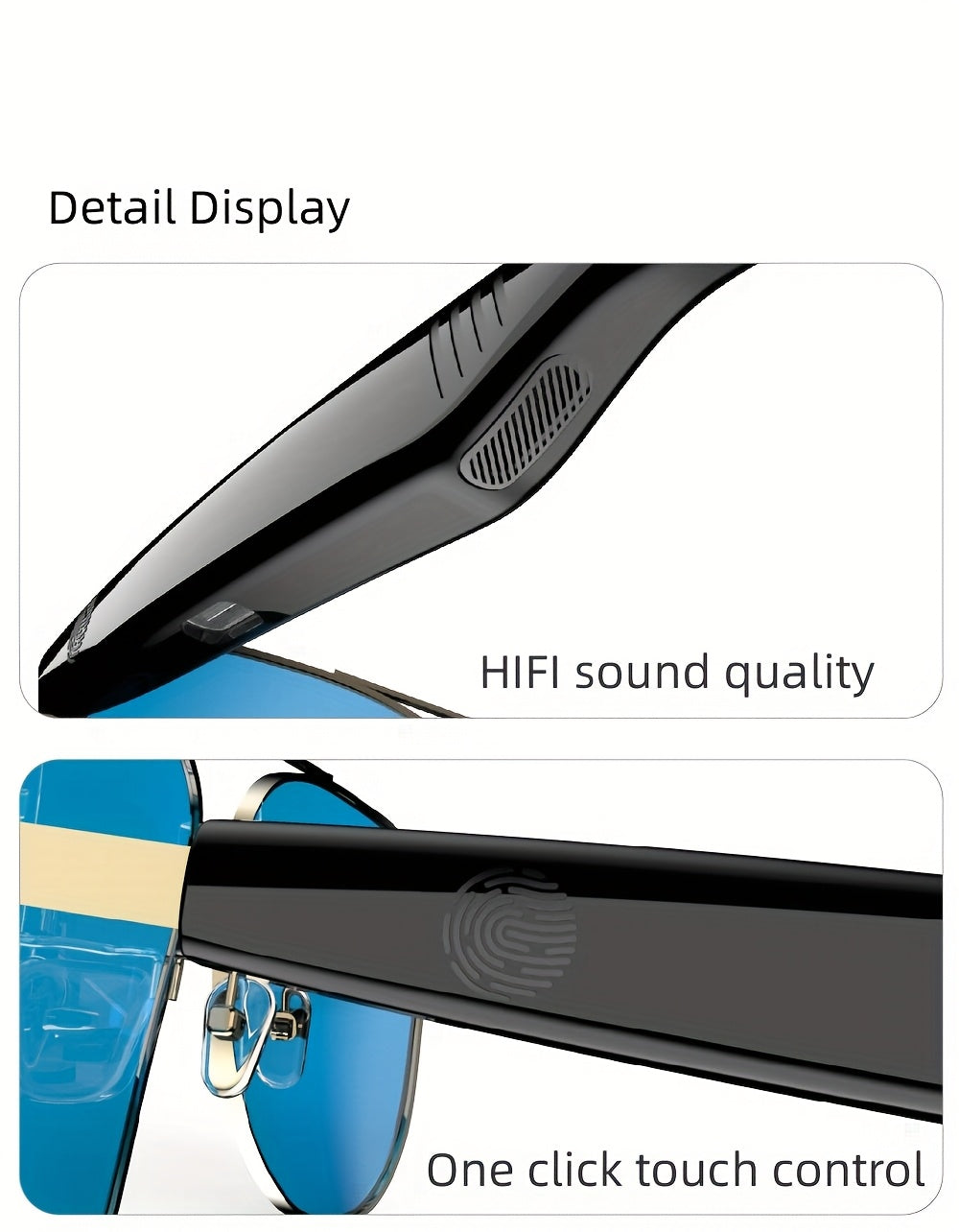 نظارات صوتية ذكية جديدة وعصرية مزودة بميكروفون ومكبر صوت مدمجين، مكالمات صوتية عالية الدقة، جودة صوت عالية الدقة، مناسبة للقيادة والعمل في الهواء الطلق والارتداء المنزلي اليومي، متوافقة مع هواتف IOS/Android، مناسبة لـ