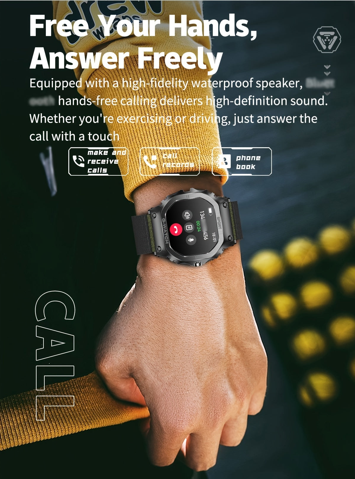 ساعة ذكية جديدة للرجال مقاس 1.57 بوصة رياضية خارجية مع إمكانية الرد على المكالمات/إجرائها متوافقة مع هواتف iPhone وAndroid طراز G-SHOCK