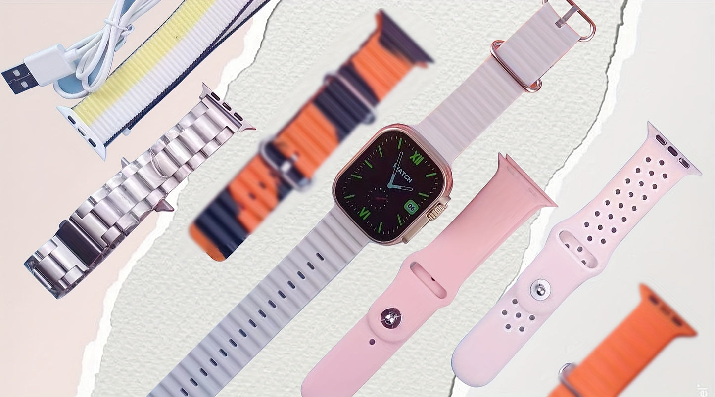 7-in-1 Smartwatch For Men And Women, With Wireless Calling Function, 7 Watch Straps For Any Use, And A Watch Will Be Given, Smartwatch With Built-in Alexa, Step Calorie Activity Tracker And Smartwatch For IOS And Android Phon