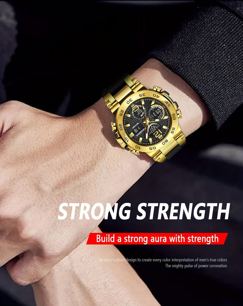 Fashion Casual Men's Watch with Multiple Color Choices. Electronic Dual Display Glowing Multi-Functional Chronograph Watches. Suitable for outdoor camping