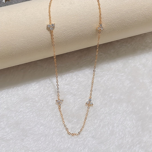 18K Plated Inlaid Small Zircon Chain Fashionable Minimalist Necklace Women's Daily Wear Neck Jewelry Accessories