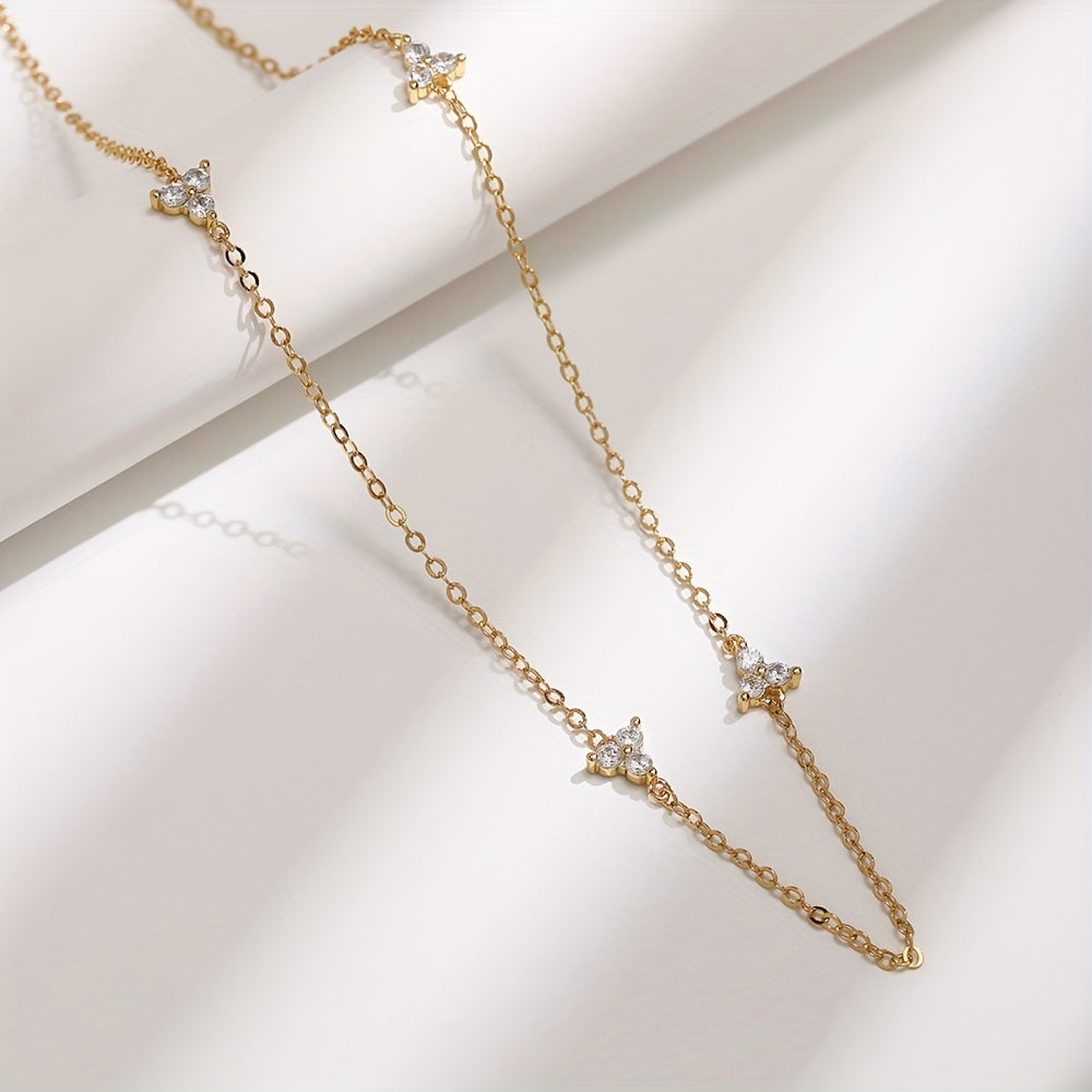 18K Plated Inlaid Small Zircon Chain Fashionable Minimalist Necklace Women's Daily Wear Neck Jewelry Accessories