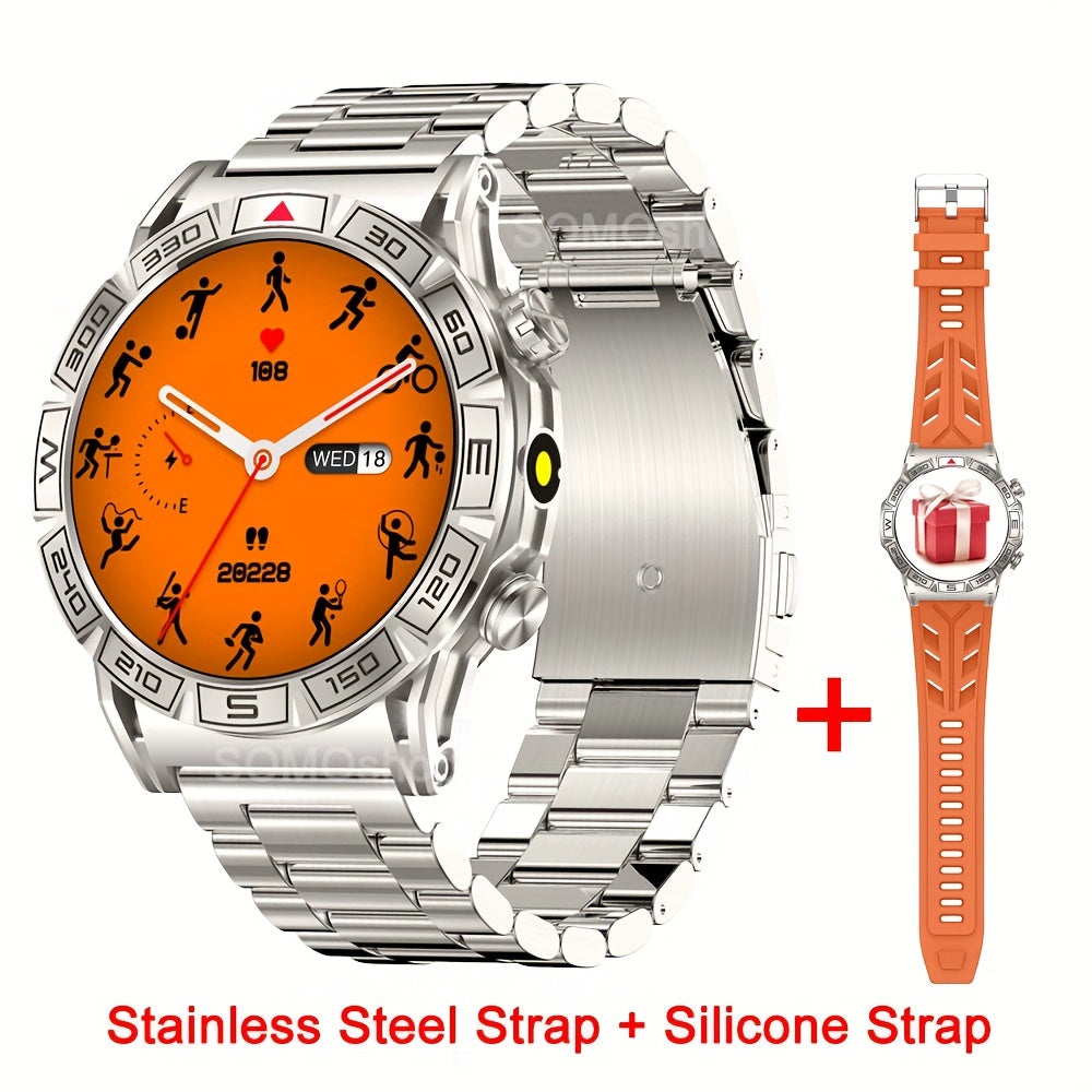 2024 New Outdoor Sport Smart Watch Men Women 1.43" AMOLED 450mAh Battery Wireless Calls SMS Notification Monitoring GPS Track+Altitude+Barometric Pressure+Compass+Flashlight Smart Watches For Android Iphone