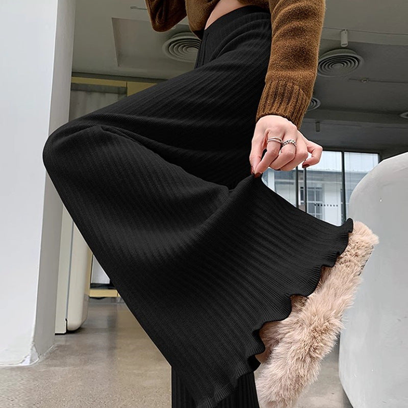 Women's Loose, Laid-back Flared Pants With Ruffled Hems