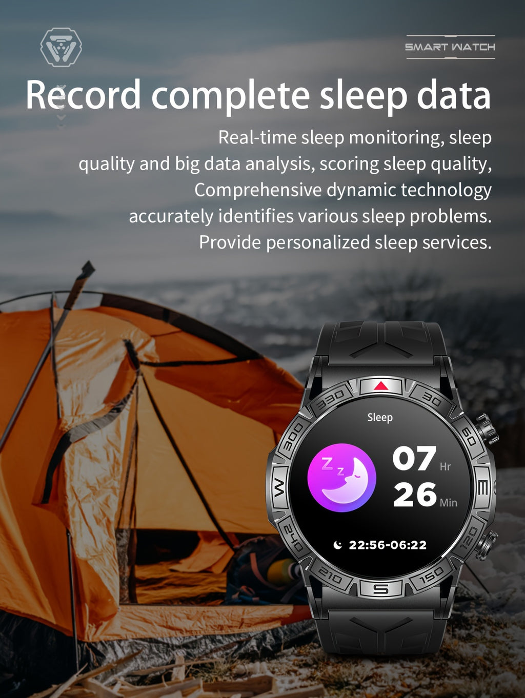 2024 New Outdoor Sport Smart Watch Men Women 1.43" AMOLED 450mAh Battery Wireless Calls SMS Notification Monitoring GPS Track+Altitude+Barometric Pressure+Compass+Flashlight Smart Watches For Android Iphone