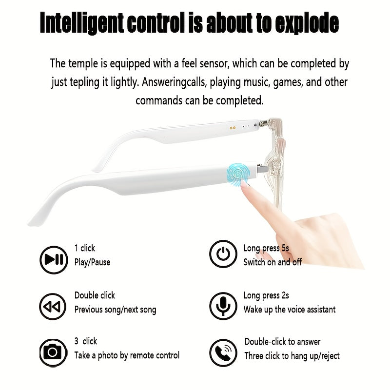 [نظارات ذكية جديدة] نظارات ذكية: نظارات رياضية خارجية جديدة لالتقاط الصور | موسيقى ومكالمات، خفيفة الوزن، تصوير عن بُعد، ميكروفون مدمج ومكبر صوت، خاصية تقليل الضوضاء، تعمل باللمس ومساعد صوتي بالذكاء الاصطناعي، متوافقة مع بروتوكول الإنترنت.