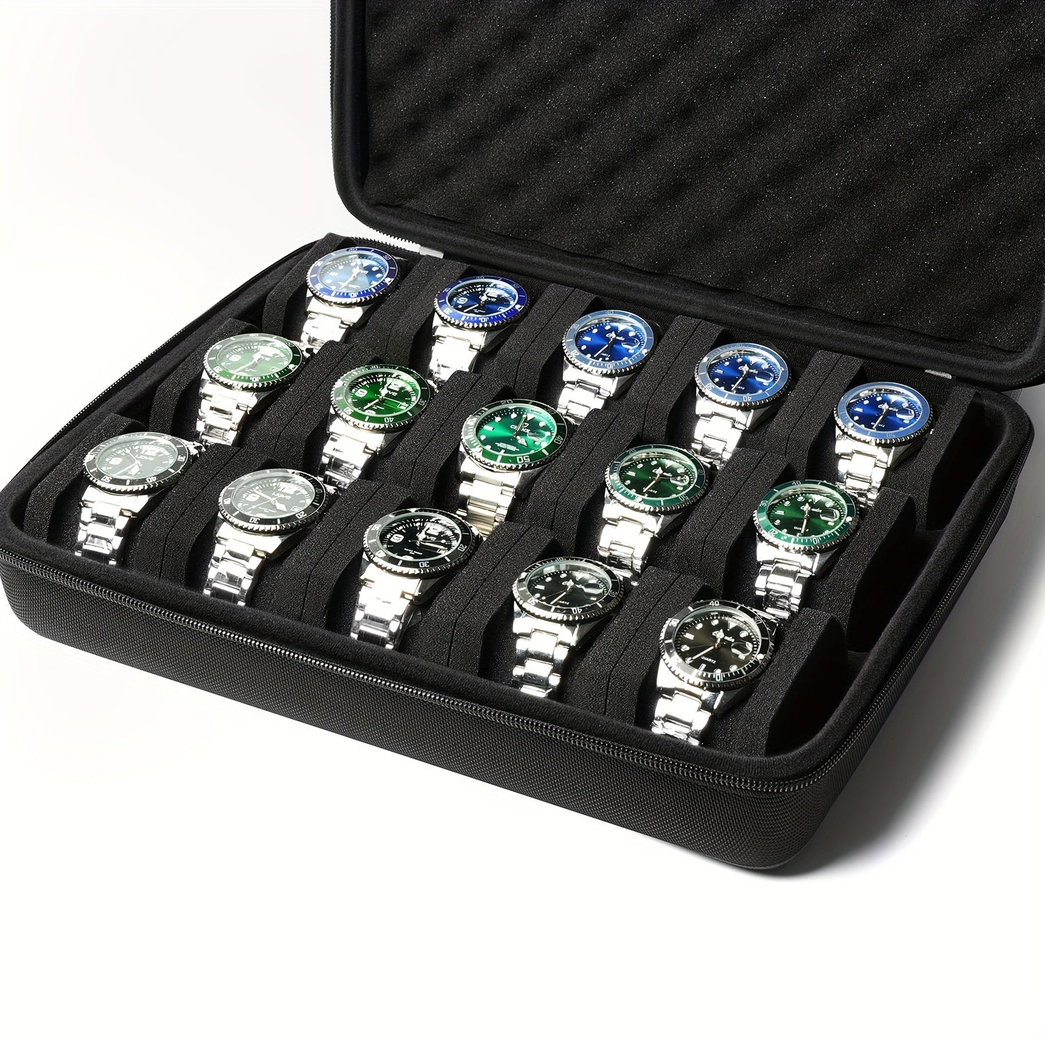 Hard-Shell 15 Slots Watch Storage Organizer Case, Watch Carry Box Fit Large And Small Watches, Men's Women's Watch Collection Box With Soft Foam Pillow, Ideal choice for Gifts