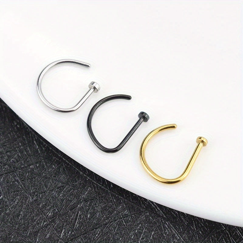 1pc Men's Faux Piercing Nose Ring, Stainless Steel Body Piercing Jewelry