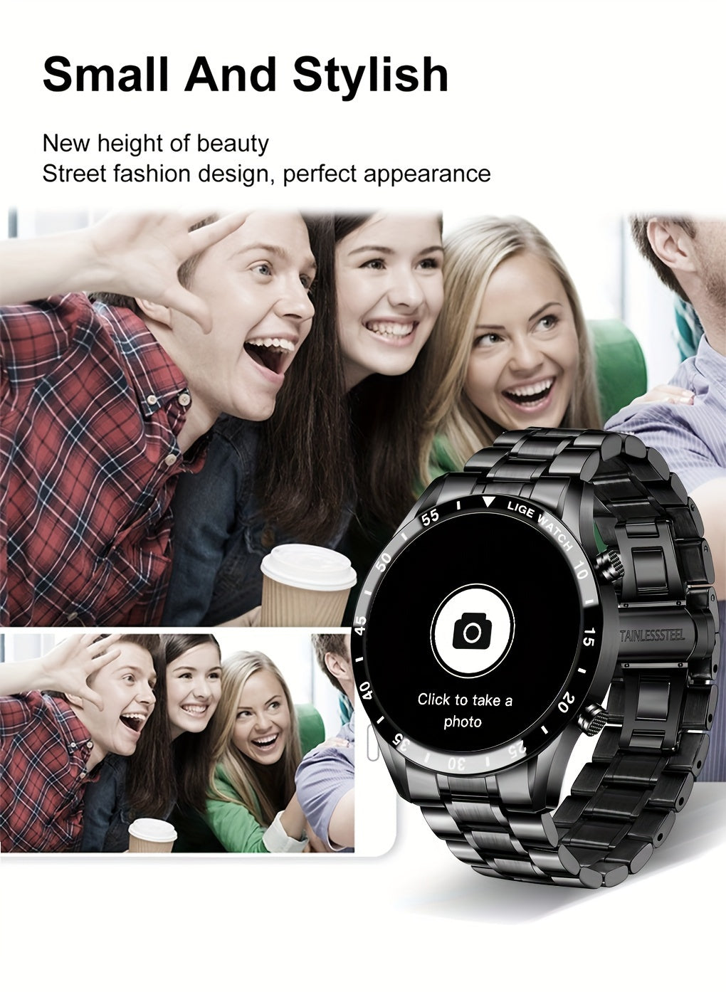 Fashion Smart Watch Full Touch Screen Answer And Reject Incoming Smart Watches Music Control Shake To Take Photo Music Control Sleep Monitoring Step Counting Countdown Sports Fitness Watch