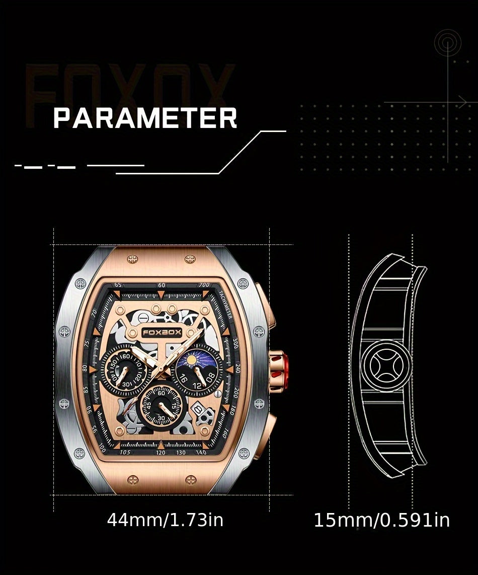 Foxbox Men's Waterproof Quartz Wristwatch, Date Sport Silicone Wrist Watches