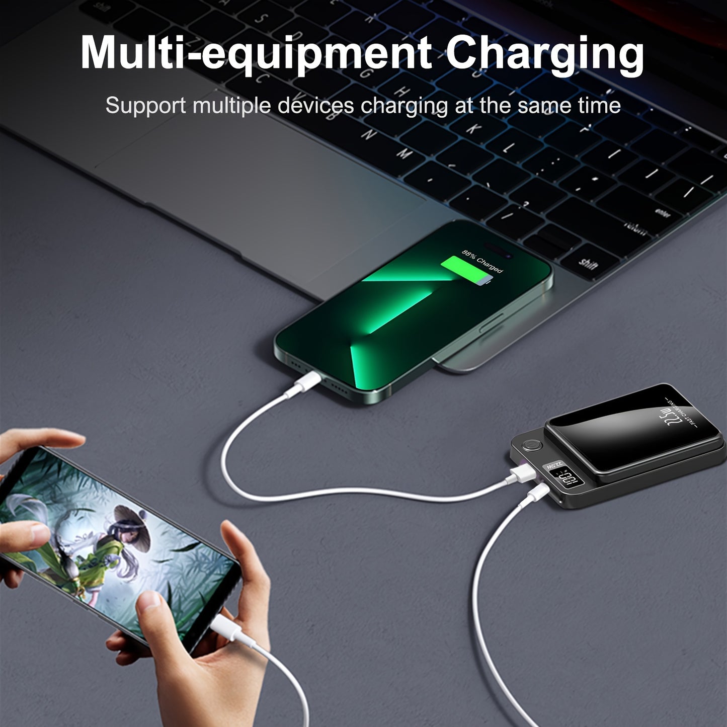 5000mAh/10000mAh High-Speed Magnetic Wireless Power Bank - Portable Charger with LED Display, 22.5W Safe Charging, Wide Compatibility, for iPhone 15 Pro/14 Max/13/12, for Android Phones, Compact And Portable, Stylish Design,