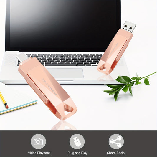 1TB High-Speed USB C Flash Drive - Ultra-Fast Data Transfer, Phone Photo Stick, External Storage for Android Phones, Mac-Book Pro Computers, and Tablets - Compact, Pink, and Stylish Design with Durable Construction