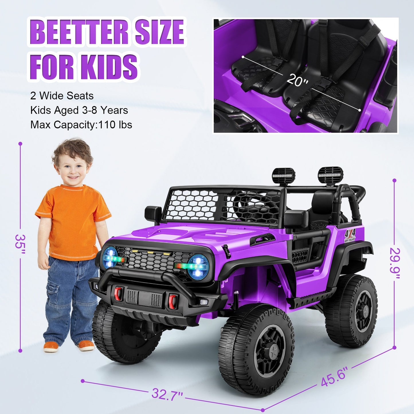 XL 24V Ride-on Toys, Kids Driveable Car Two Seater with Parent Remote, 20'' Wide Seat, 4x100W Powerful Motors, Music, Electric Ride-on Toys for Kids 24v, LED Head Light, Christmas Gift