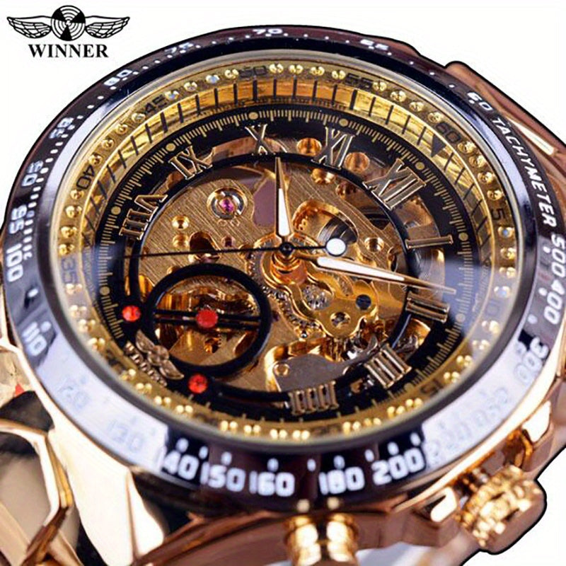 Winner Mechanical Sport Design Bezel Men's Watches, Skeleton Wristwatch, Men's Accessories