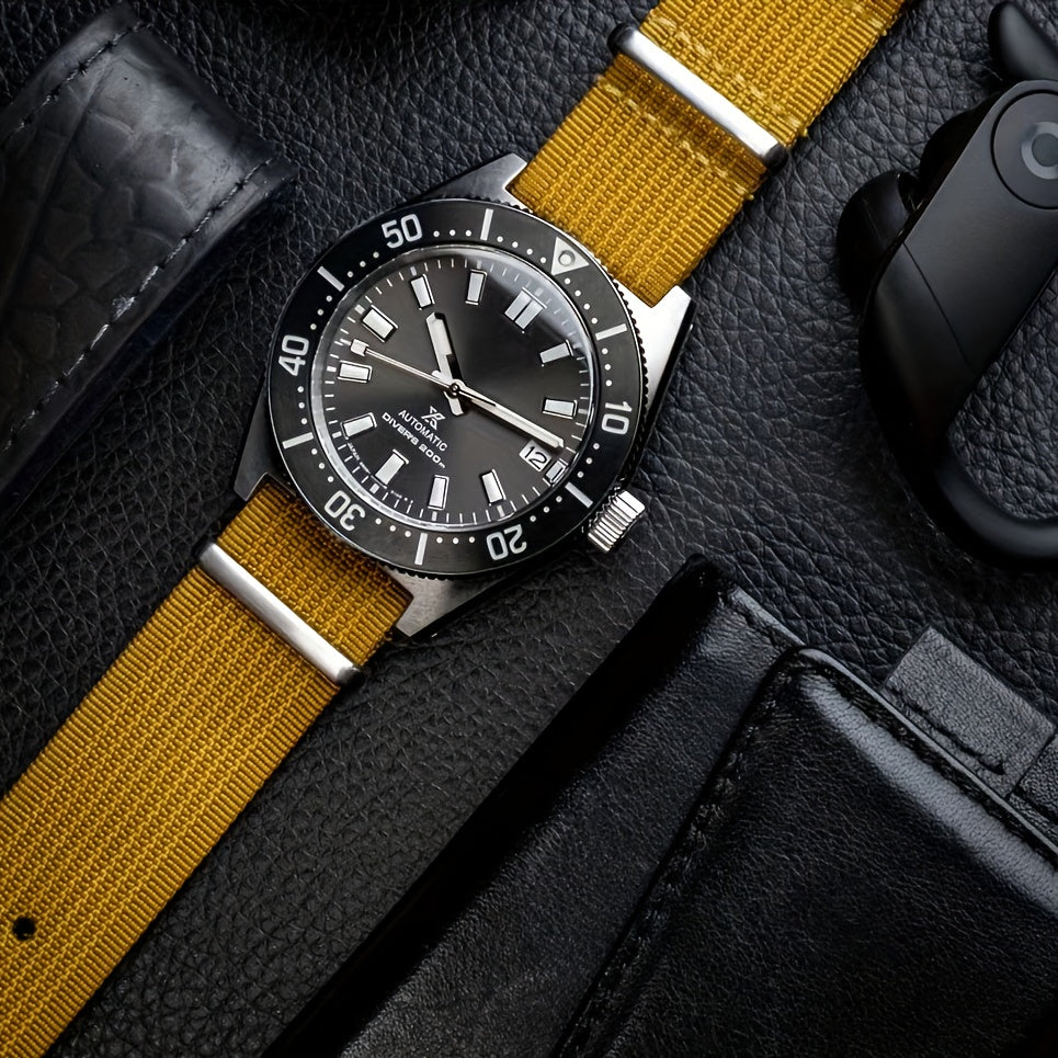 [Military-Style Watch Strap] Durable Military-Style Ribbed Watch Strap | 18mm 20mm 22mm Nylon Braid Ballistic Fabric with Metal Buckle, Adjustable Fit for Men's & Women's Watches - Black, Brown, Orange, Gray, Green, Beige, Wh