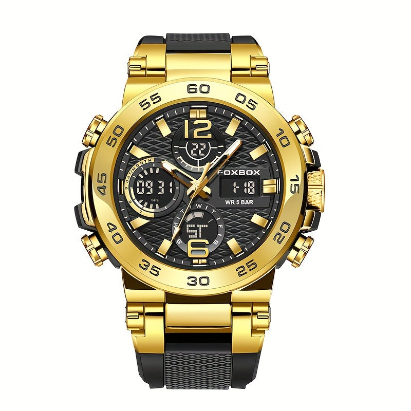 Fashion Casual Men's Watch with Multiple Color Choices. Electronic Dual Display Glowing Multi-Functional Chronograph Watches. Suitable for outdoor camping