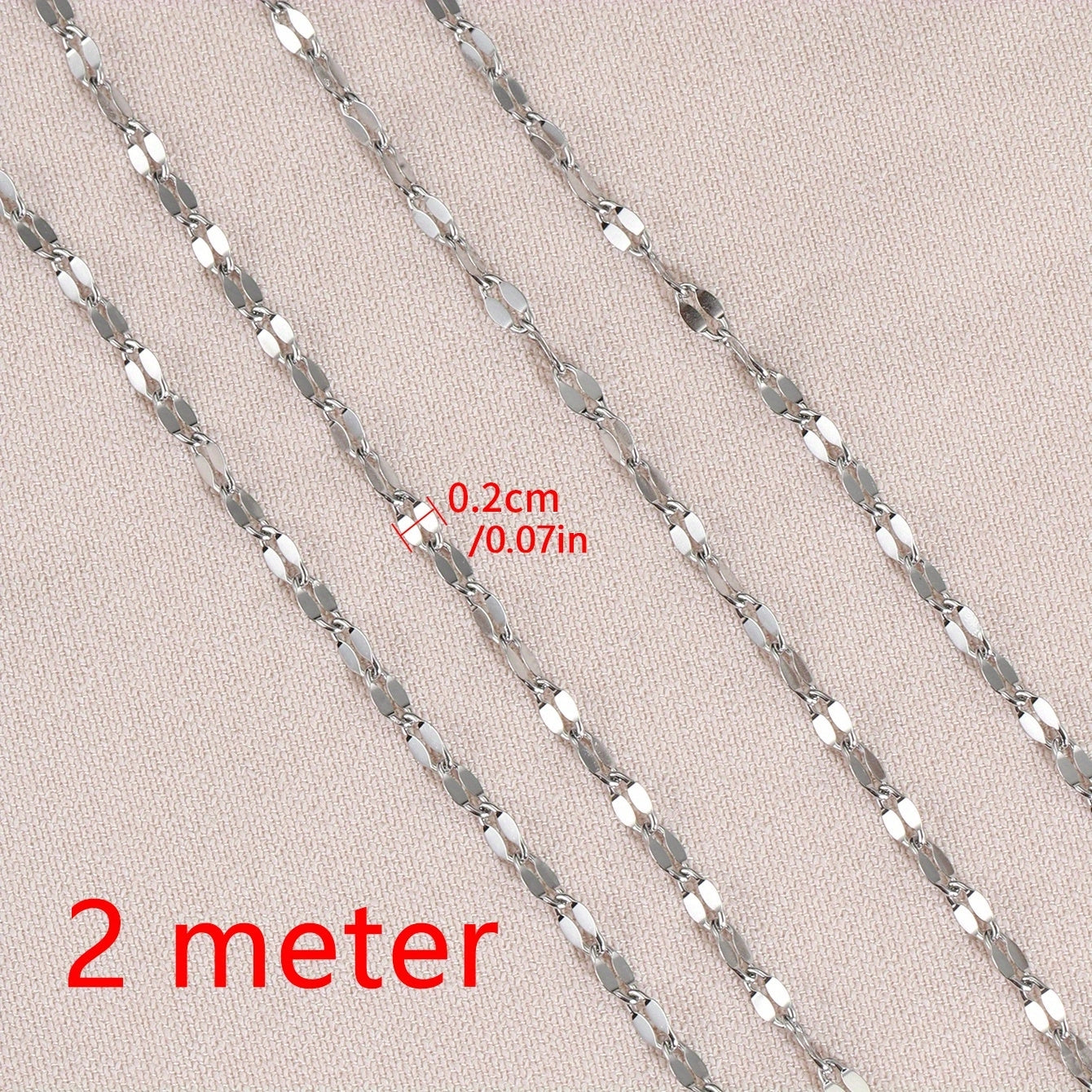 سلاسل شفاه ذهبية من الفولاذ المقاوم للصدأ بطول 2 متر/78.74 بوصة لقلادة وسوار وصنع المجوهرات ومكونات سلسلة إكسسوارات لا تتلاشى