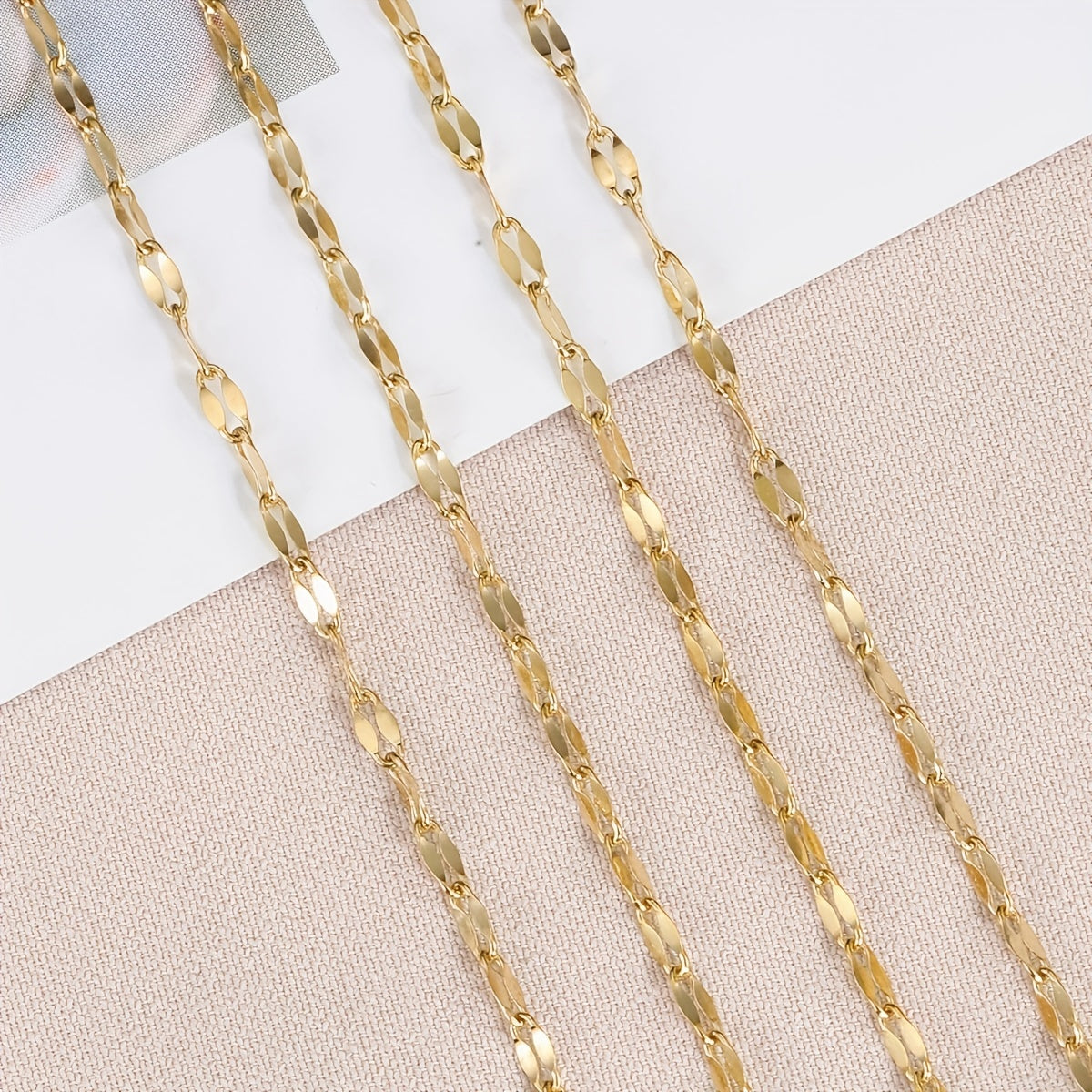 سلاسل شفاه ذهبية من الفولاذ المقاوم للصدأ بطول 2 متر/78.74 بوصة لقلادة وسوار وصنع المجوهرات ومكونات سلسلة إكسسوارات لا تتلاشى