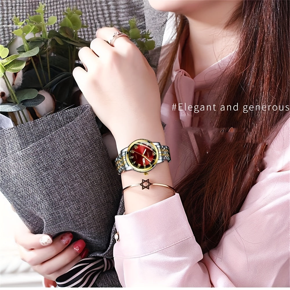 ساعات نسائية كلاسيكية ذات طابع ريترو بتقويم مزدوج متينة وأنيقة وعصرية وساعة نسائية لطيفة وسخية