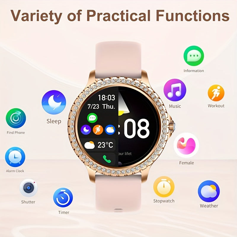 Smart Watch, Full Touch Smart Watches for Android & iPhone Compatible,(Answer/Make Call) Smart Fitness Tracker Watch for Women/Man Smartwatch with Sports/Step, Ideal for Gift (Include Bands:Dark Pink + Wine Red + Light Purple