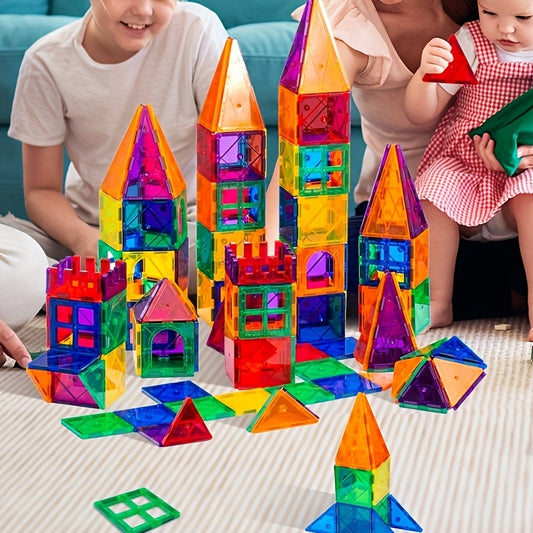 52-Piece Magnetic Building Blocks Set - Educational STEM Toys For Kids, Boys, And Girls - Perfect For Learning And Creative Play