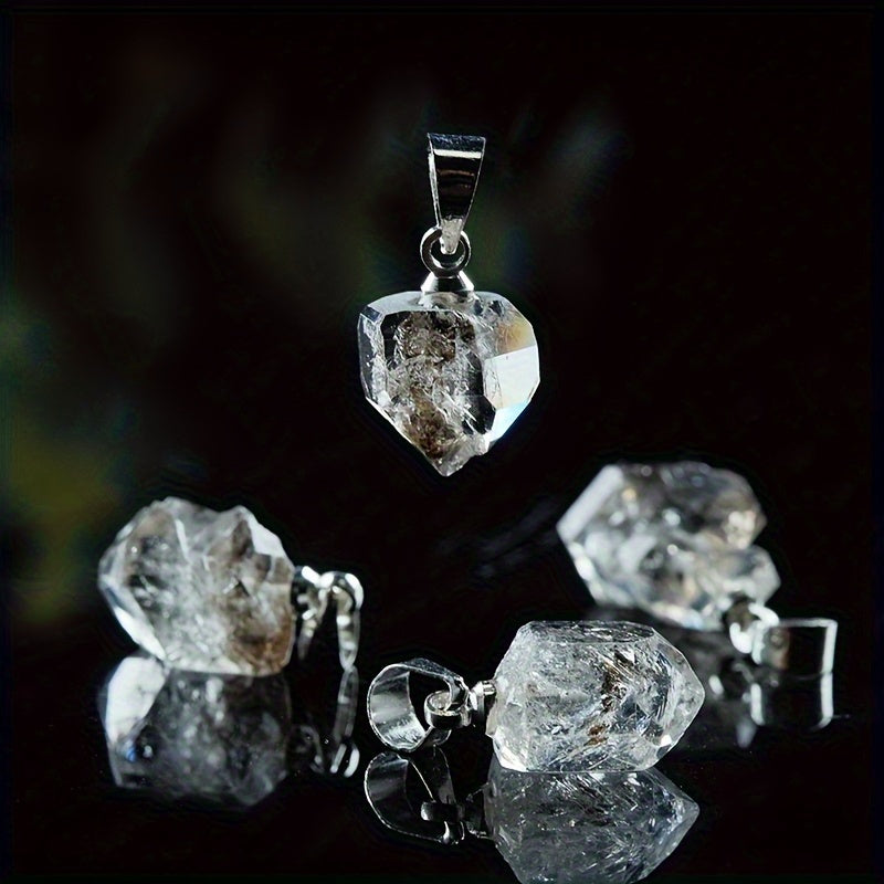 1pc LUKEN'S JEWELRY Herkimer Rough Stone Pendant, Natural White Geometric Pattern, Small Drop Fashion Accessory, Party Style, No Magnetic, Natural Stone Material, Ideal Holiday Gift