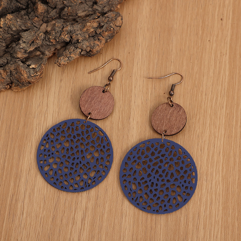 Hollow Out Round Drop Earrings Bohemian Vintage Earrings Jewelry Gift Accessories For Women Fall Winter Ear Ornaments