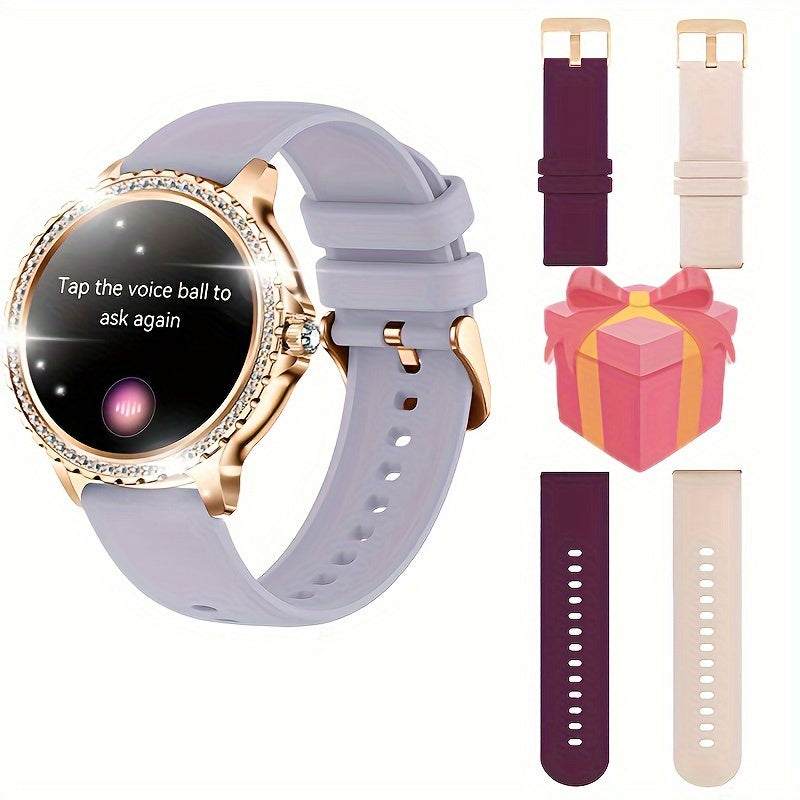 Smart Watch, Full Touch Smart Watches for Android & iPhone Compatible,(Answer/Make Call) Smart Fitness Tracker Watch for Women/Man Smartwatch with Sports/Step, Ideal for Gift (Include Bands:Dark Pink + Wine Red + Light Purple