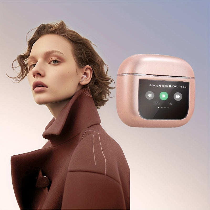 50H Playtime Smart Wireless Earbuds 5.3 with Touch Screen Charging Case - Bass Stereo Earphones with Mic for Sports, Work, Android/Phones