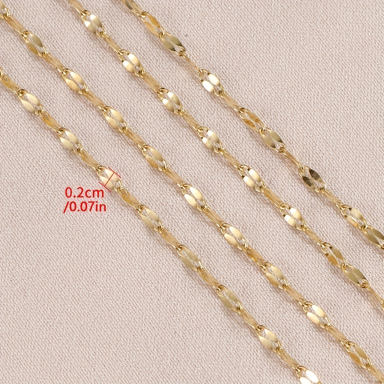 سلاسل شفاه ذهبية من الفولاذ المقاوم للصدأ بطول 2 متر/78.74 بوصة لقلادة وسوار وصنع المجوهرات ومكونات سلسلة إكسسوارات لا تتلاشى