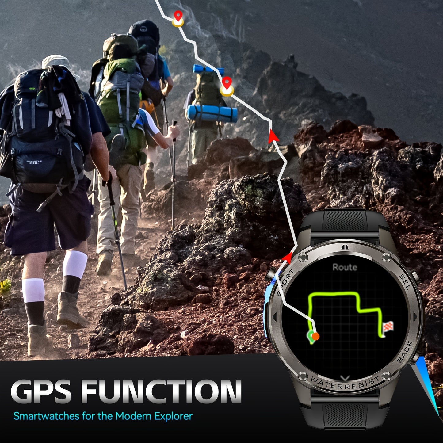 INEYES 2024 New GPS-Support Sport Smartwatch For Men, 170+ Outdoor Modes, 500 MAh Big Battery, 1.43 Inch AMOLED HD Screen, Massive Dials Free Change, 6 Theme Styles, Smartwatch For IPhone Android Phones, Metal Shell, Cool Wri