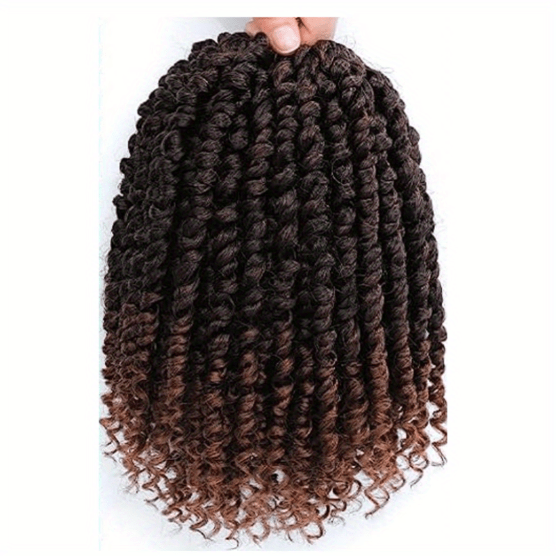 YOROSTAR 8 Inch Pre-Twisted Synthetic Soft Crochet Hair Extensions - 8 Packs, Low Temperature Fiber, Pre-Looped Passion Twist Curly with 6 Inch Hair, Crochet Needle & Hair Rings Gift for Black Women